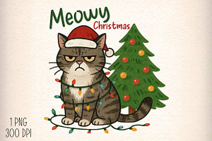Meowy Christmas PNG, an Illustration by Daily.Designs