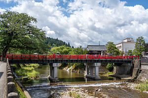 Nakabashi Bridge over Miyagawa River in Takayama, Japan, an Architecture Photo by GoodGoods