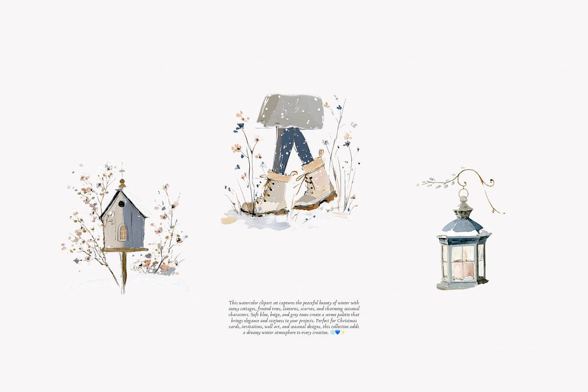 watercolor winter clipart set, a Decorative Illustration by Patishop Art (Photo 7 of 10)