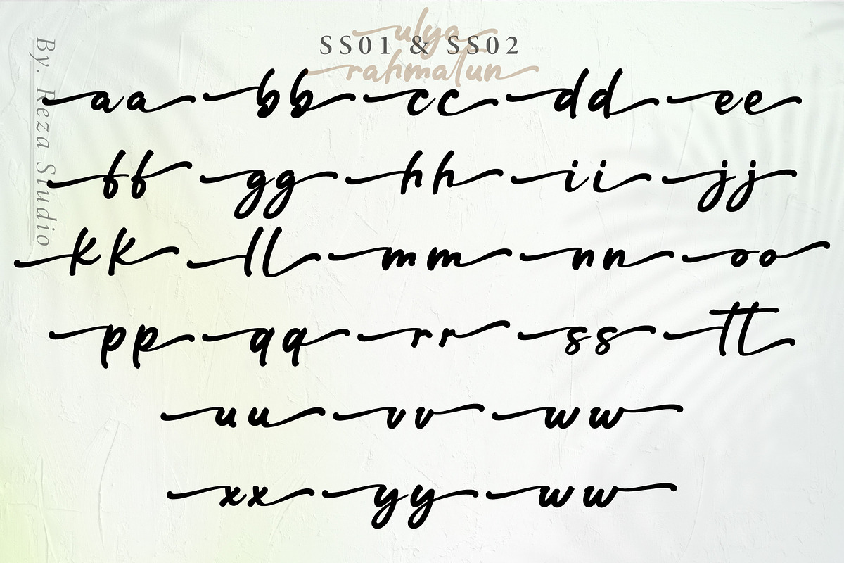ulya Rahmatun, a Script Font by Reza Studio (Photo 8 of 10)