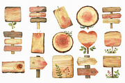 Watercolor wooden flowers clipart PN, an Illustration by Libby Wishes (Thumbnail 7 of 7)