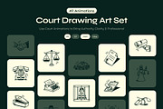 Animated Court Drawing Art Set, an Outline Icon by Vectors Market (Thumbnail 1 of 4)