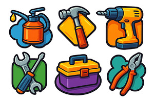 Tools and equipment icons for home, an Illustration by ZinetroN