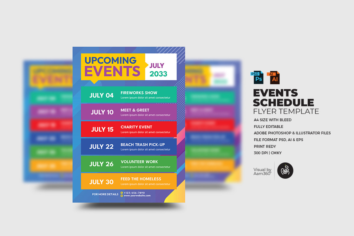 Events Schedule Flyer Template, a Flyer Template by Aam360