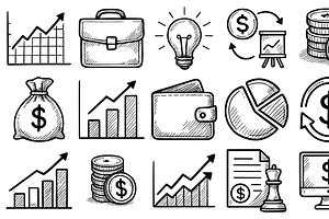 Financial Growth Icon Set, an Object Graphic by nikagraphic