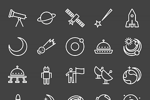 50 Astronomy Line Inverted Icons