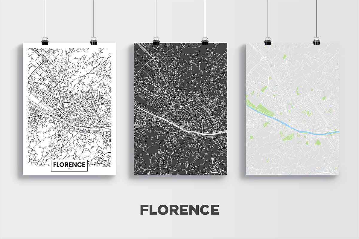 5 maps of Italian cities, a Texture Illustration by MaximGertsen (Photo 2 of 9)