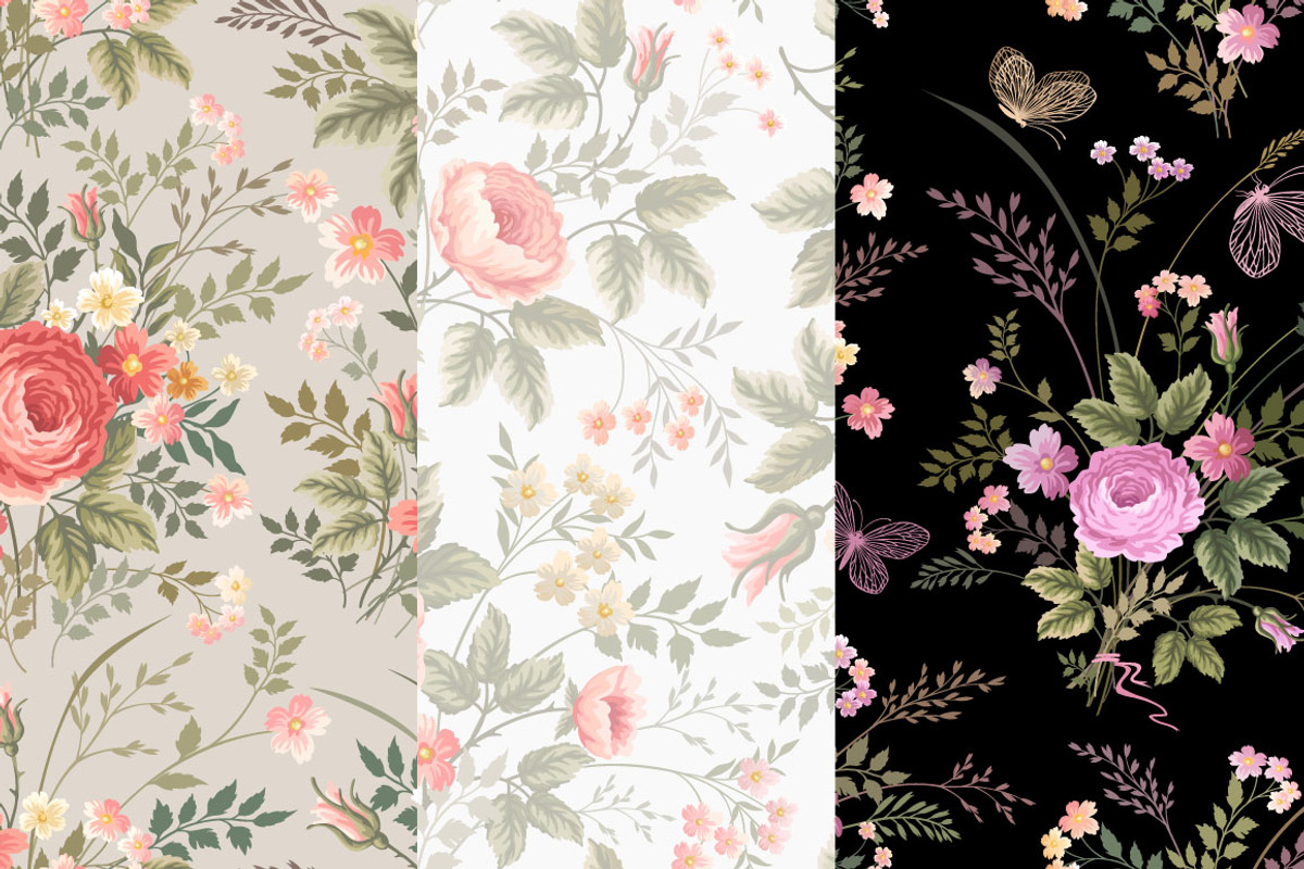 vector patterns with roses preview 3