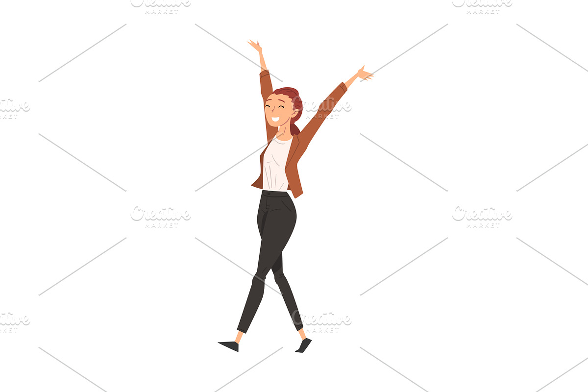 Successful Business Woman Raising, a Sport Illustration by TopVectors