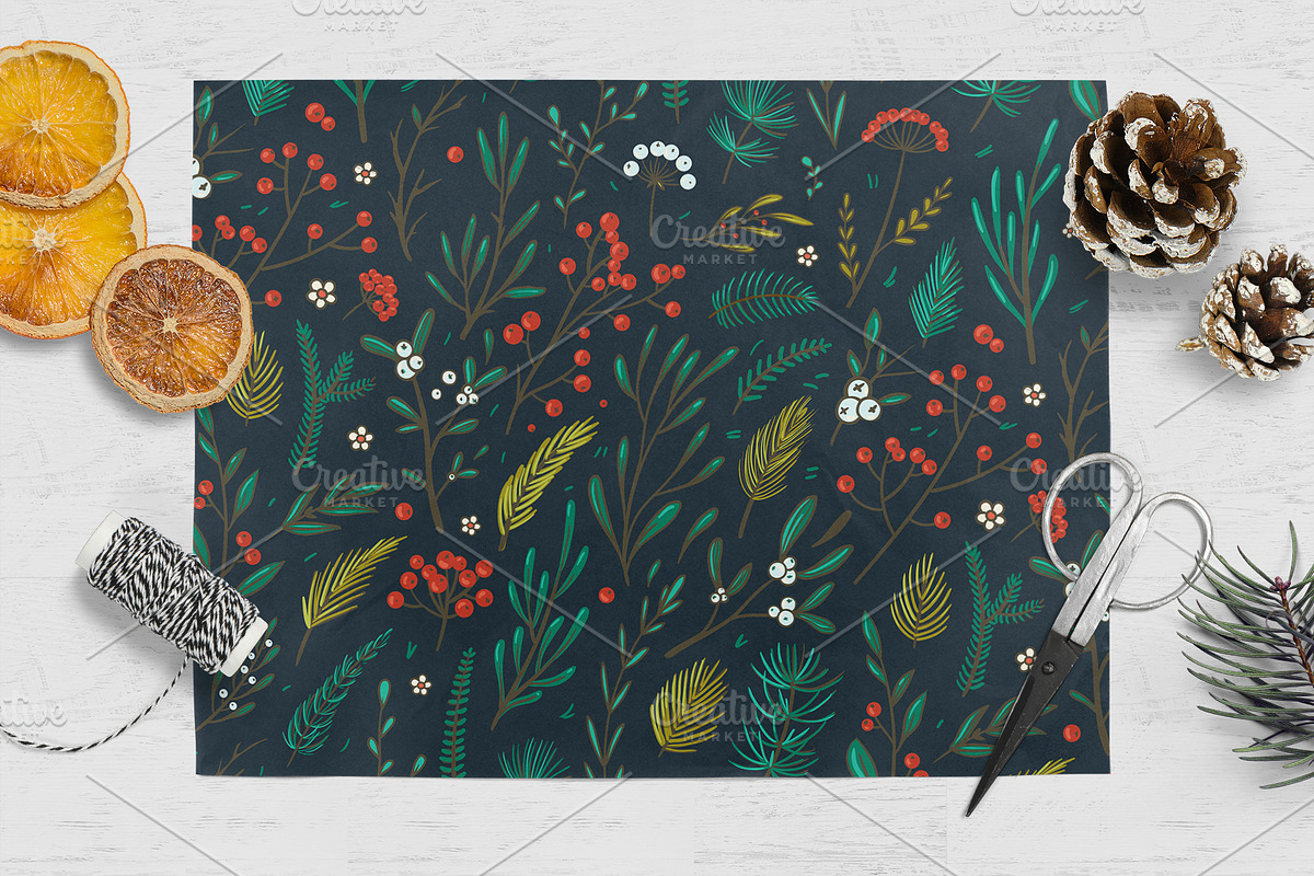 Christmas flowers and patterns, a Pattern Graphic by harmonia_green_art (Photo 10 of 10)