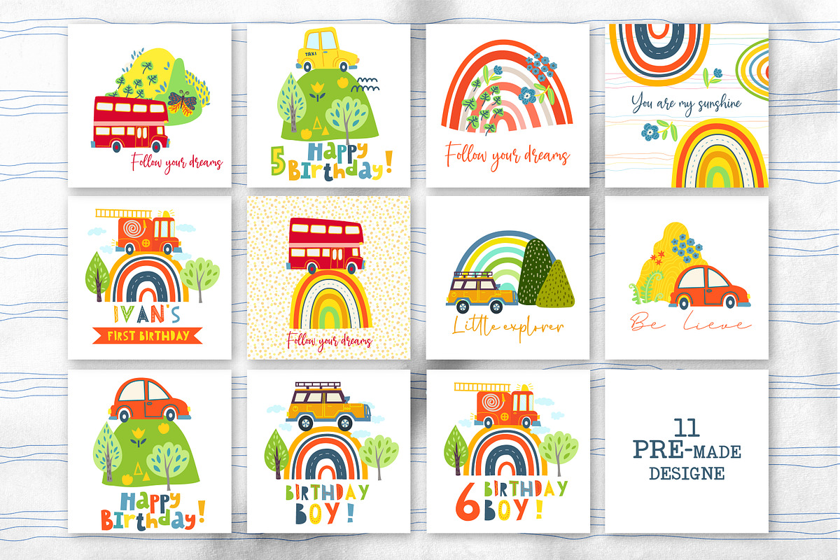 Kids set cute cars., a Pattern Graphic by KundolaArt (Photo 6 of 11)