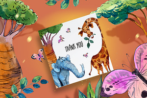 Savanna Animals. Watercolor Clipart