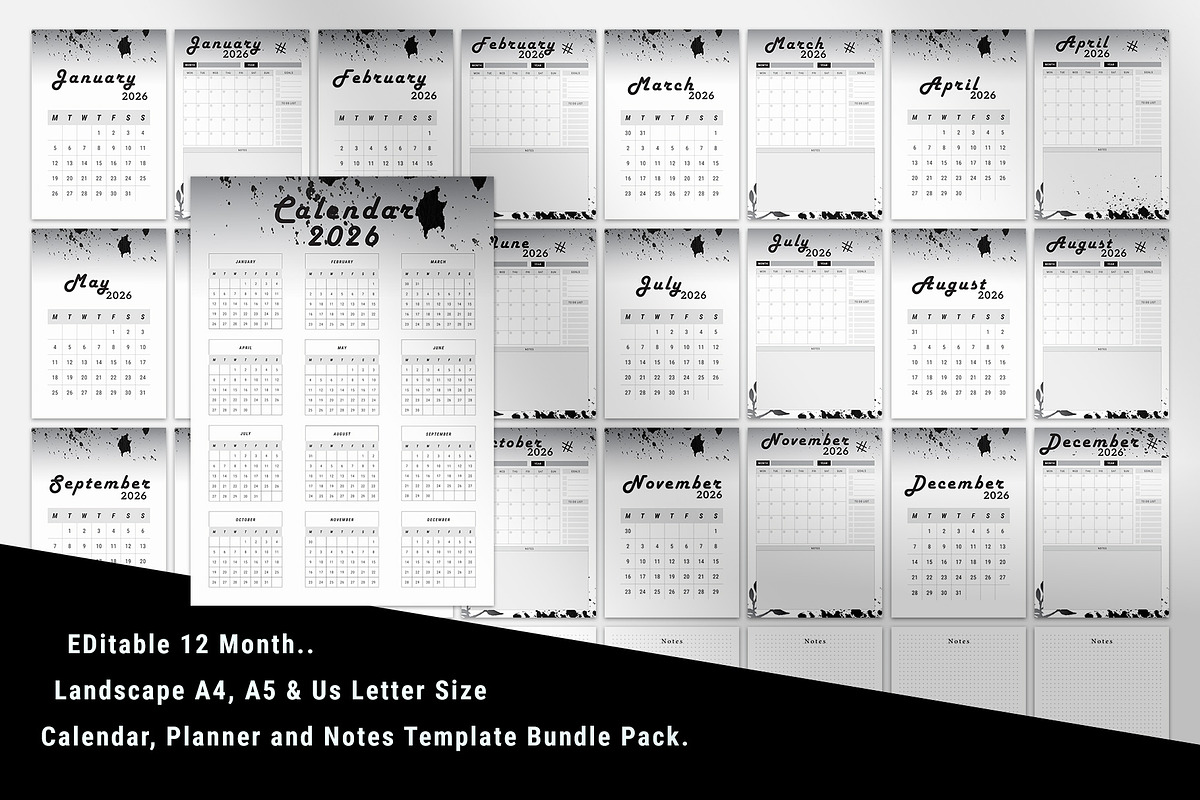 2026 Calendar, Landscape & Portrait, a Stationery Template by MNT-Creator (Photo 7 of 8)