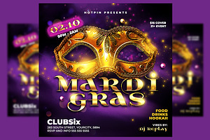 Mardi Gras Party Flyer Template
