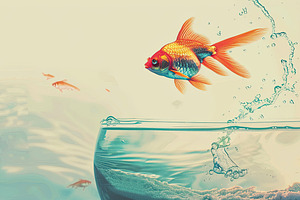 Goldfish is jumping to sea from fish, a Photo by LOGOCREATIVE