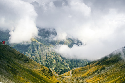 Cloudy mountains top