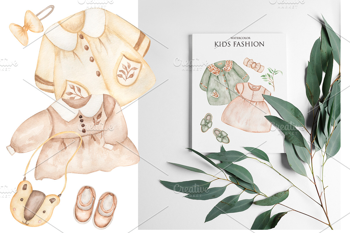 Watercolor Kids Toys & Clothes, an Object Illustration by MayaNavits (Photo 13 of 17)