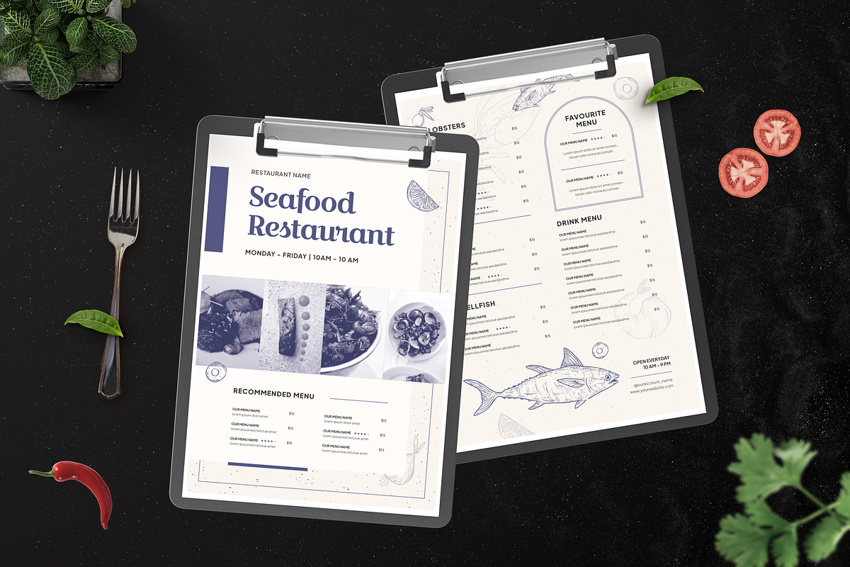 Seafood Restaurant Menu, a Print Template by Annora Studio (Photo 4 of 4)