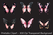 Black and Pink Butterfly Clipart, an Animal Illustration by RobertsArt (Thumbnail 7 of 7)