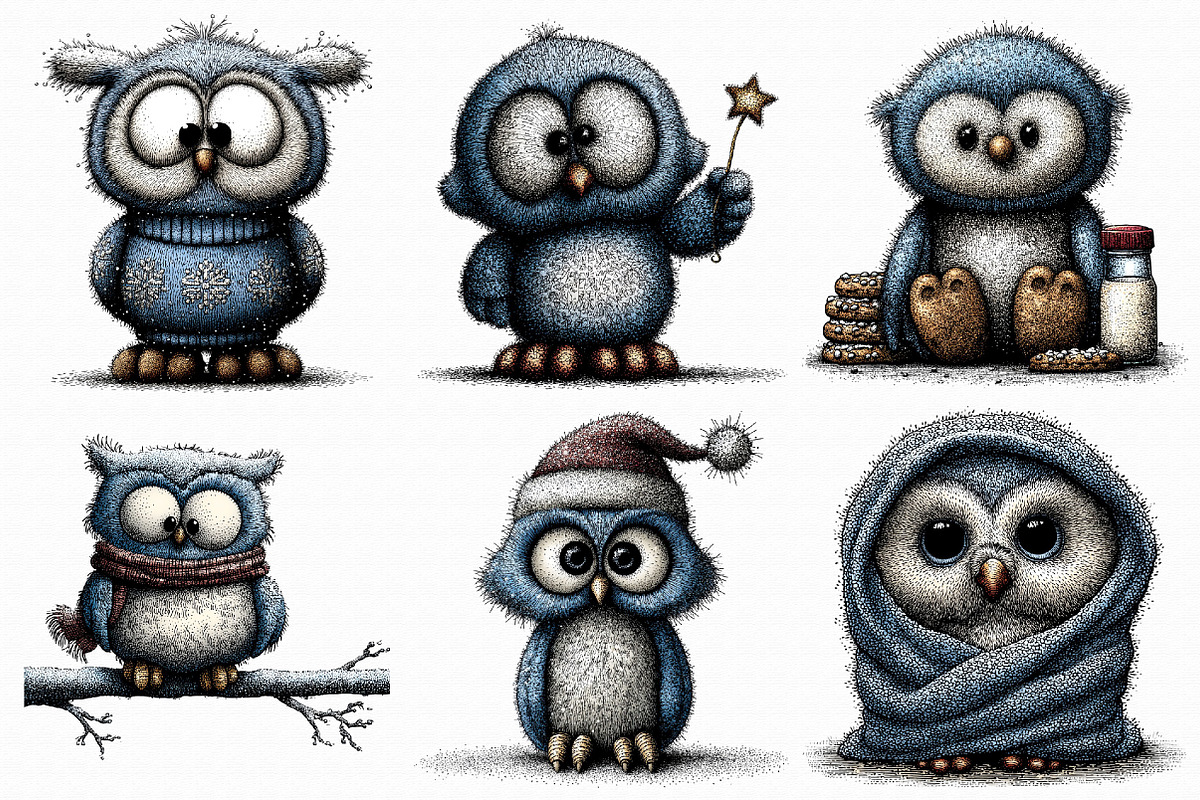Whimsical Baby Snowy Owl Clipart, an Illustration by Libby Wishes (Photo 9 of 9)