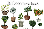 SALE! Watercolor DECORATIVE TREES, a Decorative Illustration by Julia Bogdan (Thumbnail 3 of 4)
