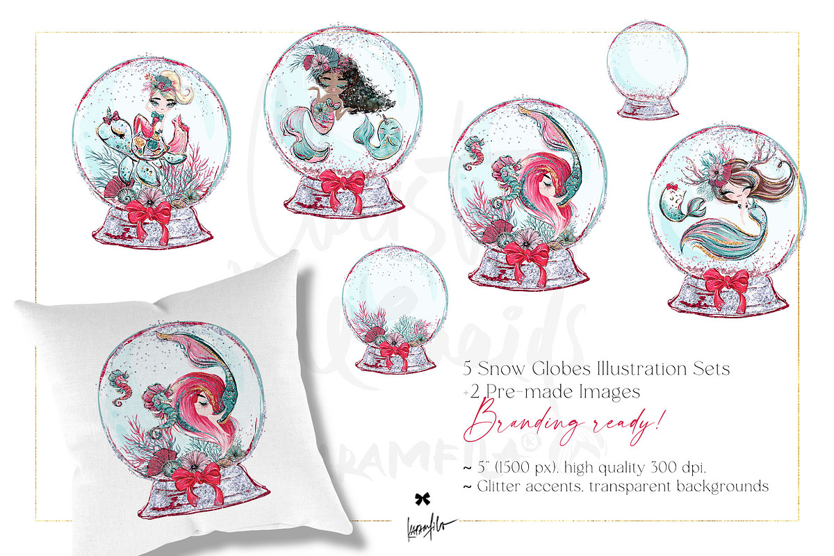 Christmas Mermaids PNG Clipart, a Seasonal Illustration by KaramfilaS (Photo 2 of 7)