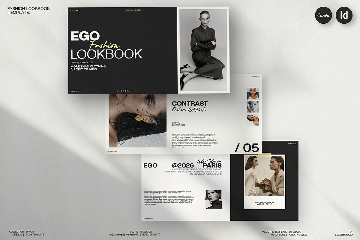 EGO Fashion LookBook | CANVA, a Presentation Template by evgenystudio (Photo 1 of 11)