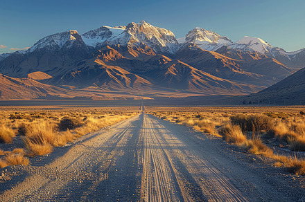 A winding dirt road leading towards, a Photo by LOGOCREATIVE