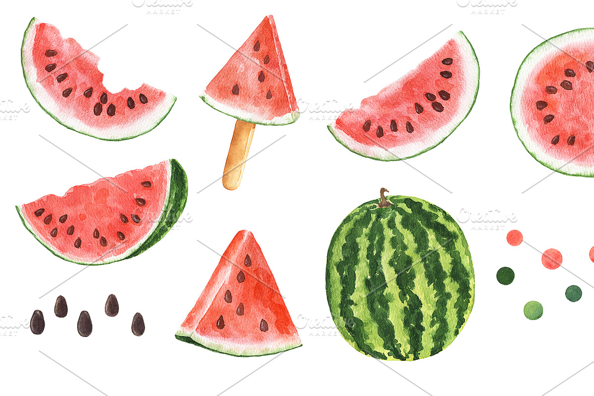 Set of watercolor watermelon, a Pattern Graphic by Nataliia Pyzhova (Photo 2 of 6)