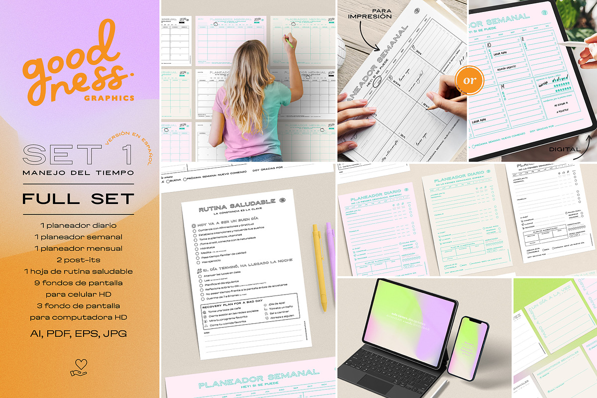 PLANEADORES_Full Set, a Stationery Template by GoodNess Graphics (Photo 1 of 8)