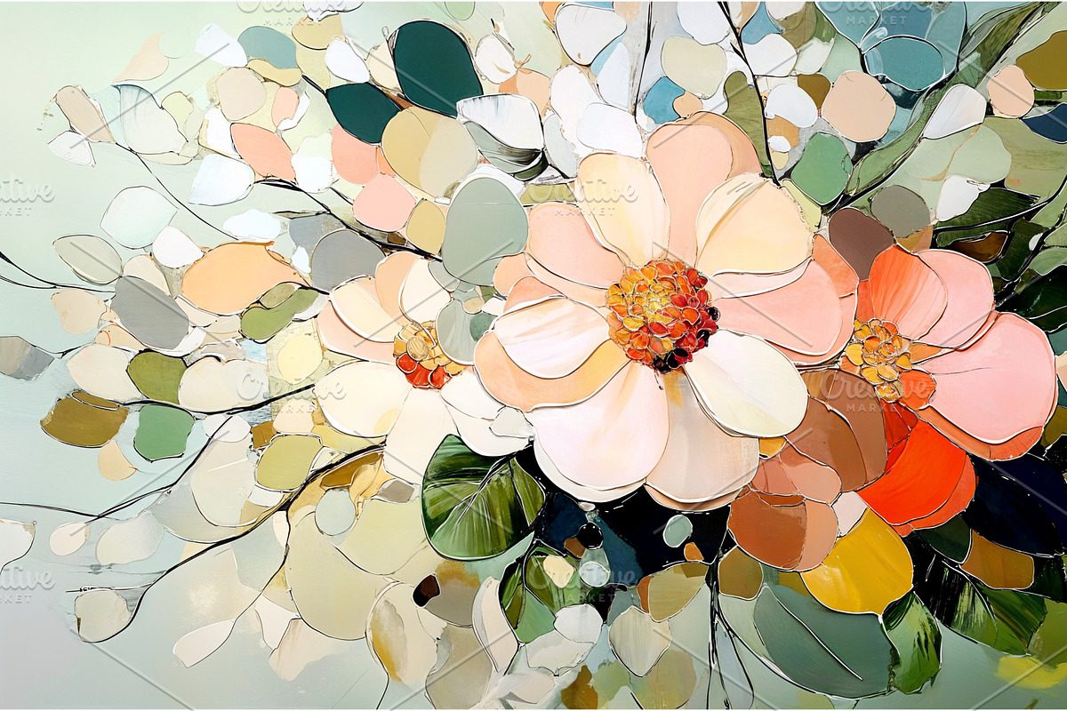 Abstract floral still life, a, a Decorative Illustration by Valenty