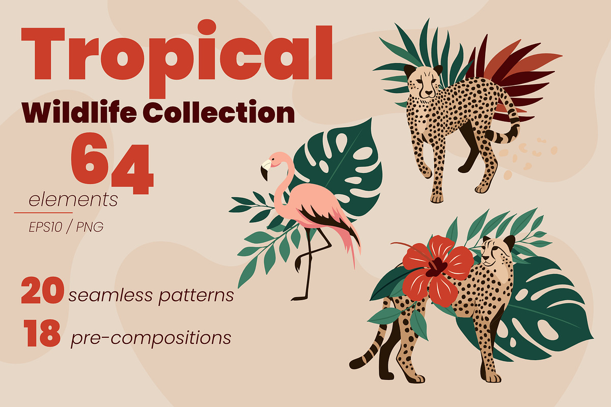 Tropical Wildlife Collection, a Decorative Illustration by moja doodle (Photo 1 of 8)