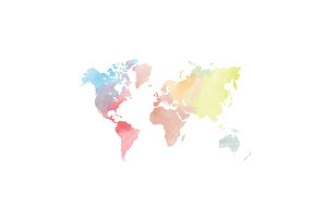 Watercolor map of World
