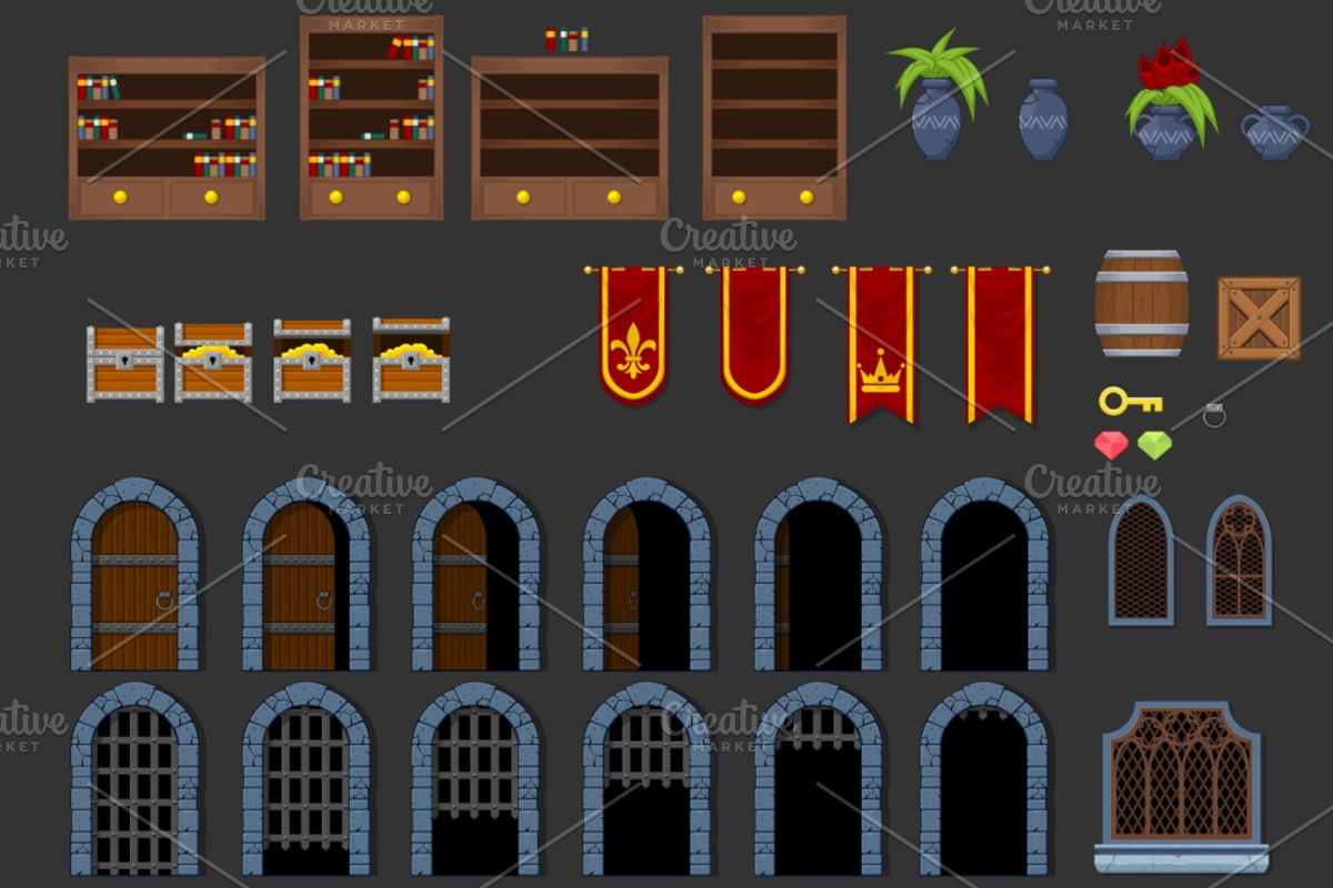 Platformer Game Tile Set 15, an Illustration by pzUH (Photo 5 of 5)