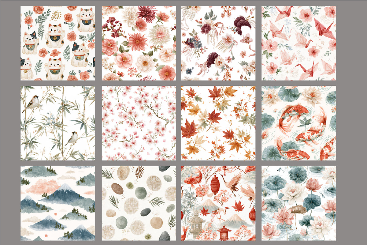 Japanese Seamless Patterns, a Pattern Graphic by Design Market (Photo 2 of 4)