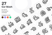 Car Wash Icons Set - Line, an Outline Icon by Kmg Design (Thumbnail 1 of 2)
