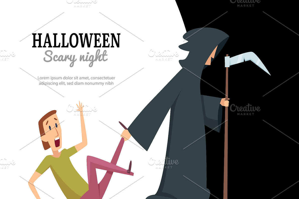 Grim reaper chasing scared man, a Person Illustration by Onyx (Photo 3 of 3)