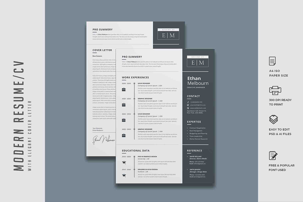 328. Modern Resume Template, a Stationery Template by CreativeRezwan (Photo 3 of 3)