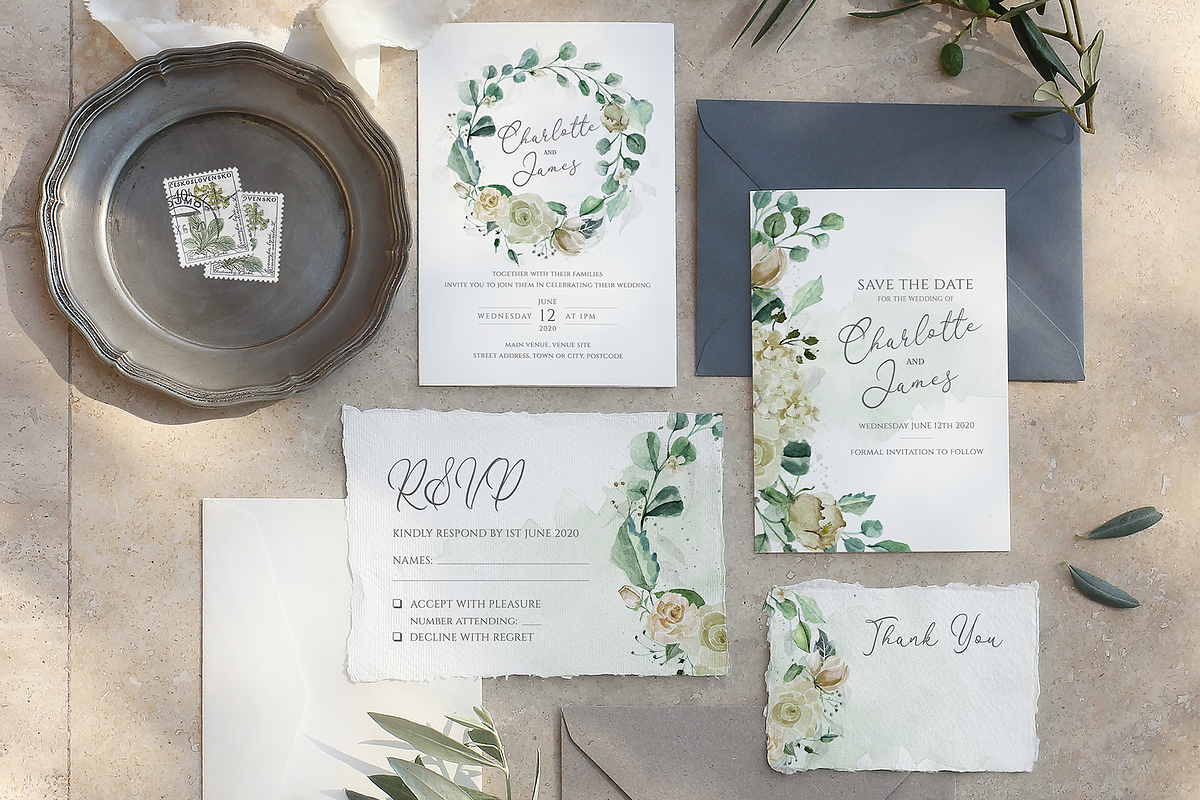 Cream Roses Wedding Invite Set, an Invitation Template by R Whitehurst Design (Photo 6 of 9)