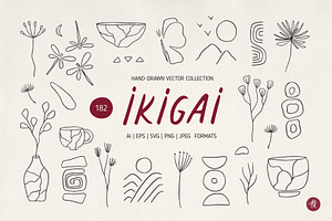 Ikigai Mindful Line Art Set
