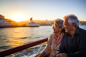 Elderly Indian American couple enjoy, a Photo by Dvoevnore photos