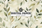 Muted Foliage Digital Paper, an Illustration by Designworld (Thumbnail 1 of 5)