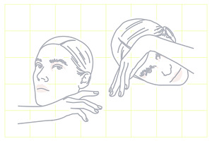 Line Illustrations Set Female Faces