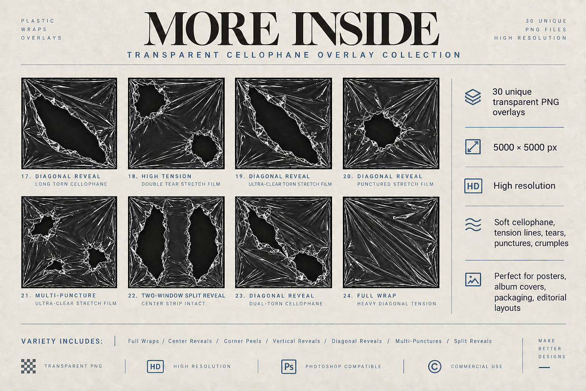 30 Transparent Plastic Wrap Overlays, a Texture Graphic by Designertale (Photo 4 of 10)