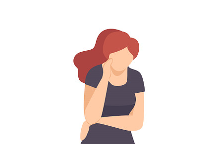 Young Woman Standing Deep in Her, a Person Illustration by TopVectors