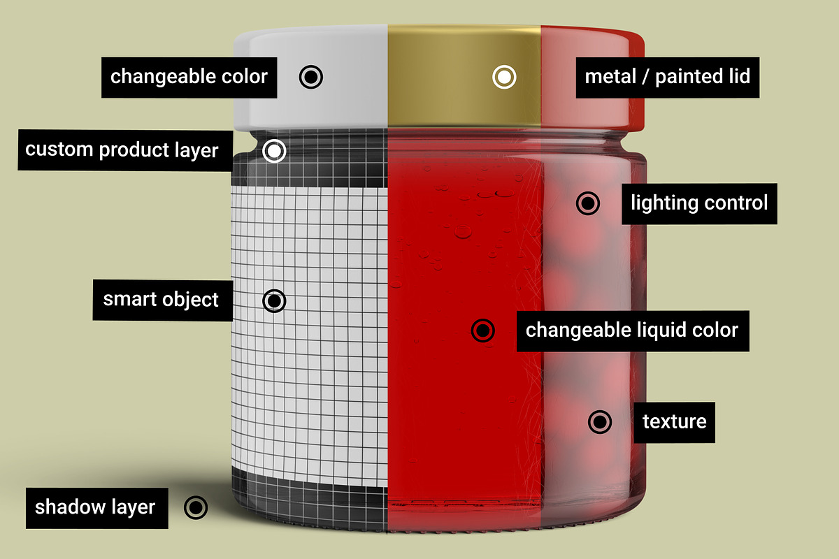 Pickle Sauce Honey Glass Jar Mockup, a Cups & Container Mockup by Digitalphaser (Photo 2 of 8)