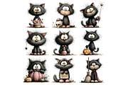 Halloween Cat PNG Clipart Bundle, an Animal Illustration by Nicolle's Colorful Art (Thumbnail 5 of 5)