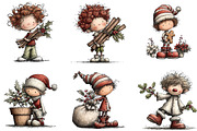 Whimsical Christmas Elf Boy Clipart, an Illustration by CraftArtStudio (Thumbnail 5 of 6)