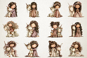 Cute Girl with Unicorn PNG Clipart, a Seasonal Illustration by RobertsArt (Thumbnail 2 of 7)