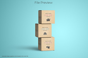 Kraft Paper Cube Box Package Mockup